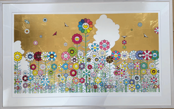 Kyoto, Kawaii Summer Vacation (Pure gold leaf hand-embossed background Silkscreen) Framed - Image 2